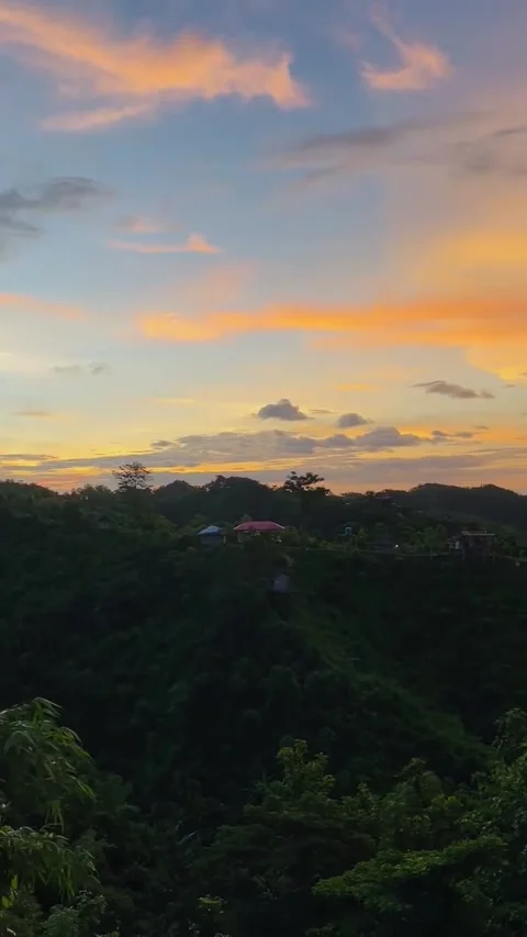Two Mugs of Hot Tea at Sunset Overlooking Mountain Valley Stock Footage 339583723