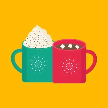 Two mugs with winter drinks for use in clipart Stock Illustration