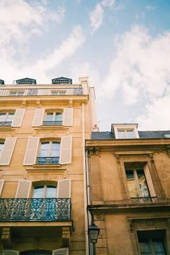 Two Multi Story Building Facade in Neoclassical Renaissance Baroque Style Stock Photos