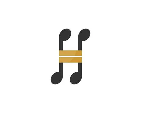 Two music note forming H Letter logo Illustrazione stock