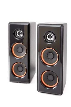Two musical columns  on a white Stock Photos