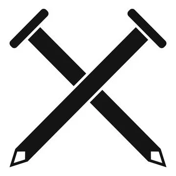 Two nails making a cross icon showing construction and teamwork Stock Illustration