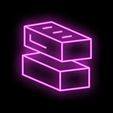 Two neon bricks glowing on black background Stock Illustration