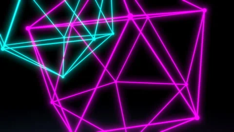 Two neon figures fly around the camera in a love dance. Seamless loop. Stock Footage 122049208