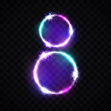 Two neon glowing circles Bright banner for 8 March Stock Illustration