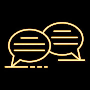 Two neon speech bubbles are glowing on a black background Stock Illustration