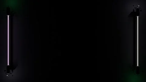 Two neon tubes on a black background create a glowing neon lights frame Stock Footage 151059307