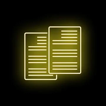 Two neon yellow document icons showing copy concept Stock Illustration