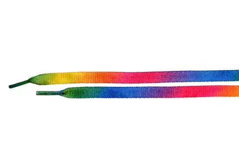 Two new parallel shoelaces isolated on white, colorful and bright Stock Photos