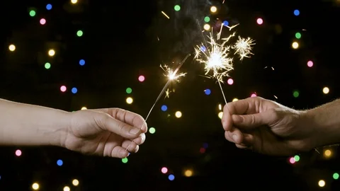 Two new year sparkles Stockbeeldmateriaal 99054065