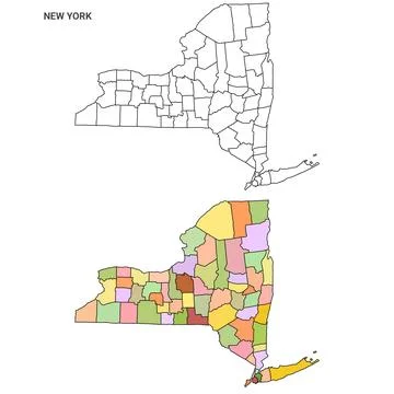 Two new york map. State of New York map, USA. High detailed and multiple ma.. Stock Illustration
