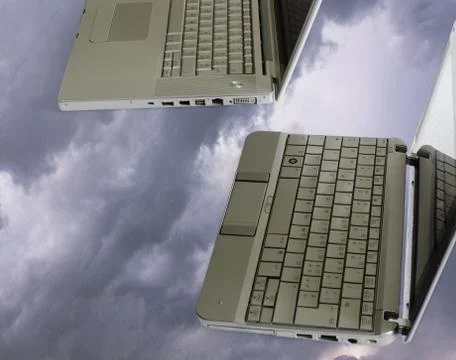 Two Notebooks connected in the Cloud 写真素材