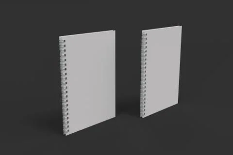 Two notebooks with spiral bound on black background Stock Illustration