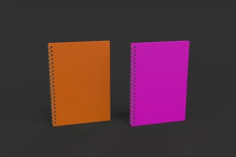 Two notebooks with spiral bound on black background Stock Illustration