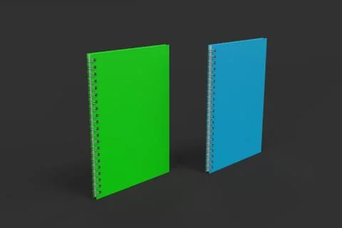 Two notebooks with spiral bound on black background Stock Illustration