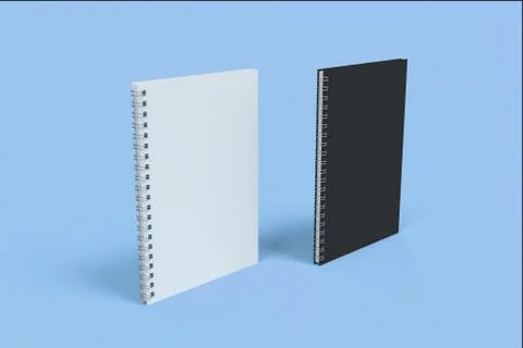 Two notebooks with spiral bound on blue background Stock Illustration