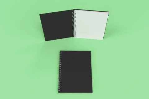 Two notebooks with spiral bound on green background Stock Illustration