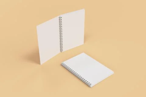 Two notebooks with spiral bound on orange background Stock Illustration