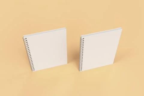 Two notebooks with spiral bound on orange background Stock Illustration