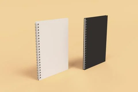 Two notebooks with spiral bound on orange background Stock Illustration