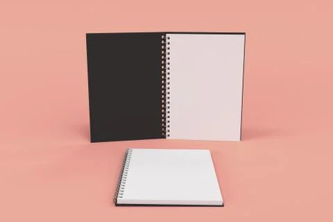 Two notebooks with spiral bound on red background Stock Illustration
