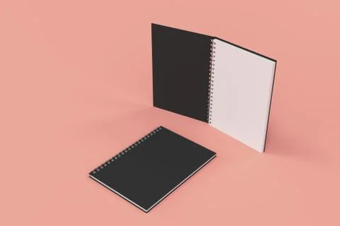 Two notebooks with spiral bound on red background Stock-Illustration