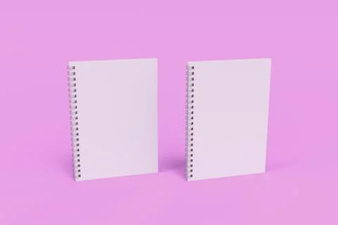 Two notebooks with spiral bound on violet background Stock Illustration