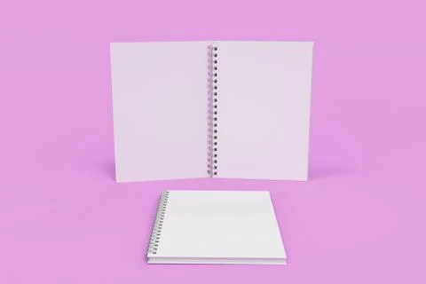 Two notebooks with spiral bound on violet background Stock Illustration
