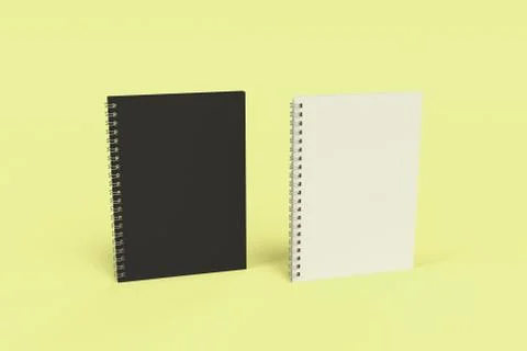 Two notebooks with spiral bound on yellow background Stock Illustration