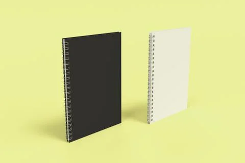 Two notebooks with spiral bound on yellow background Stock Illustration