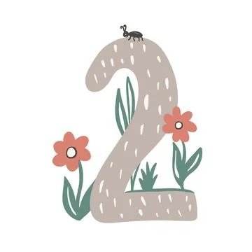 Two. Number 2. Abstract math kids alphabet. School child graphic vector Stock Illustration