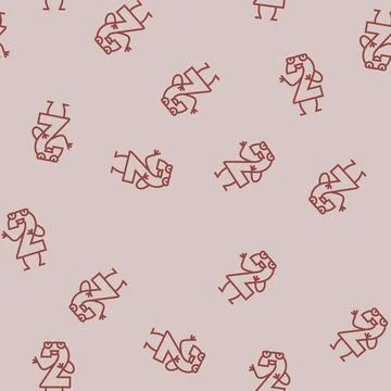 Two number character line seamless pattern Stock Illustration