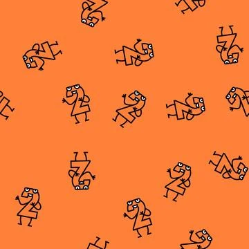 Two number character vector seamless pattern Illustrazione stock
