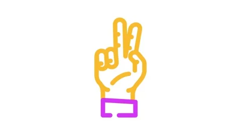 Two number hand gesture color icon animation Stock Footage 327272794