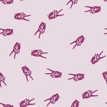 Two number hand gesture glyph seamless pattern Illustrazione stock