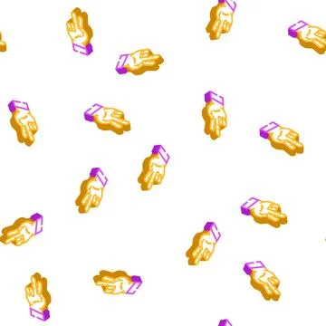 Two number hand gesture isometric icon seamless pattern Illustrazione stock