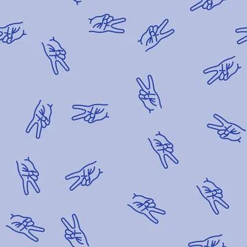 Two number hand gesture line seamless pattern 스톡 일러스트