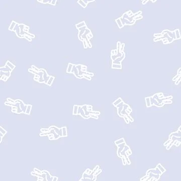 Two number hand gesture line vector seamless pattern 스톡 일러스트