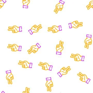 Two number hand gesture vector seamless pattern Stock Illustration
