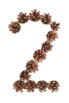 Two number made of pine cone Stock Photos