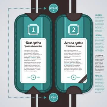 Two numbered options in retro style. Useful for web design, advertising or pr Stock Illustration