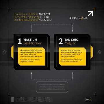 Two numbered squares with different options in techno style. Stock Illustration