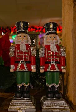 Two nutcracker soldiers standing Stock Photos
