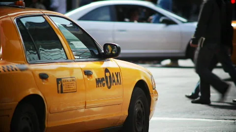 Two NYC taxi clips Stock Footage