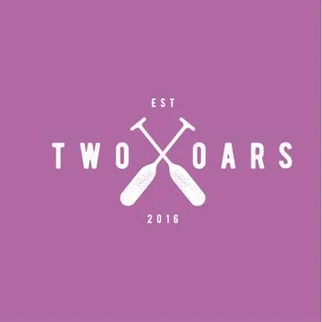 Two Oars Sign Monogram Logo in Minimalism Flat Illustration Stock Illustration