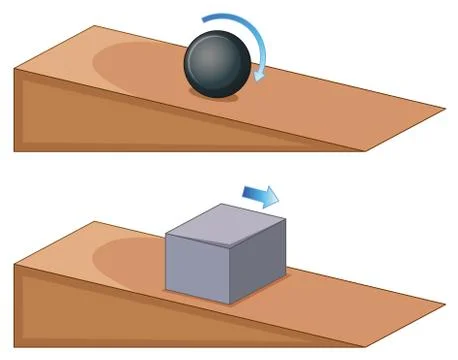 Two objects rolling on slope Stock Illustration