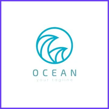Two ocean waves in a circle. Simple and modern logo design. Stock Illustration