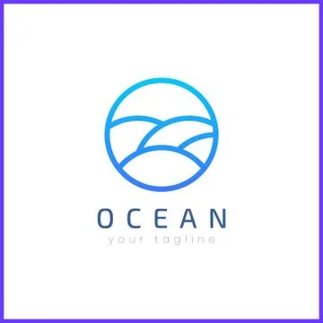 Two ocean waves in a circle. Simple and modern logo design. Stock Illustration