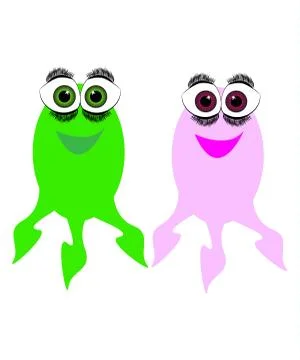 Two octopus isolated on white background. Marine life. Stock Illustration