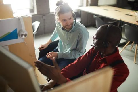 Two Office Workers in Cubicle Stock Photos